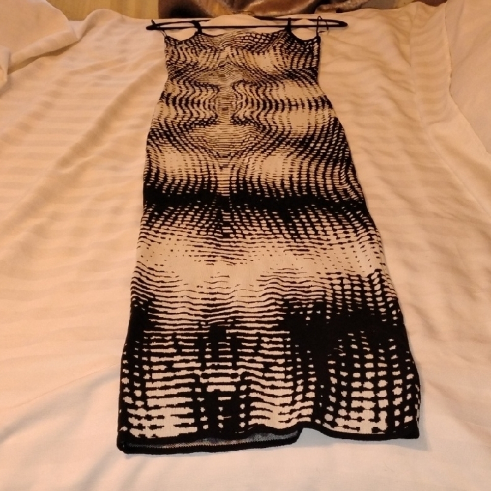 Halfheart Woman's Black and White Spaghetti Strap Maxi Dress